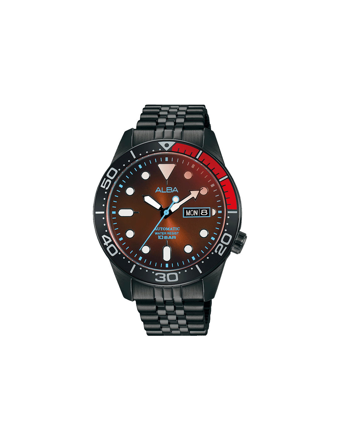 ALBA AL4209X1 Black & Orange Gradation Dial Tokyo Neon Mechanical 